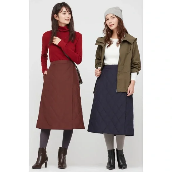 Uniqlo Woman Burgundy Quilt Windproof Wrap Skirt SMALL Contemporary Gorpcore - Picture 9 of 9